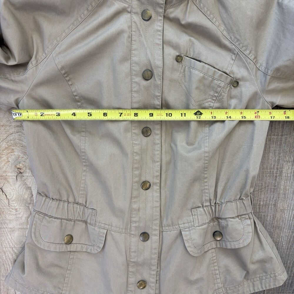 DKNY Womens Utility Layered Hooded Jacket Tan Khaki Sz S Gorpcore Field Military - Picture 15 of 16